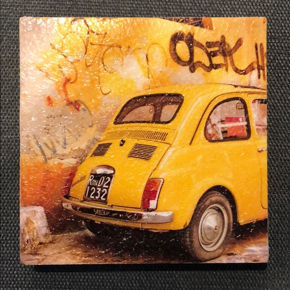 Vespa/ Fiat signed original petite paintings FAB!